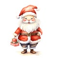 Watercolor Christmas Santa Claus. Clipart. AI generated Royalty Free Stock Photo