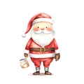 Watercolor Christmas Santa Claus. Clipart. AI generated Royalty Free Stock Photo