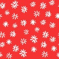 Watercolor christmas seamless pattern with abstract white snowflakes on red. Merry Christmas and Happy New year texture Royalty Free Stock Photo
