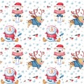Watercolor Christmas seamless pattern on white background. Royalty Free Stock Photo