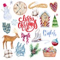 Watercolor Christmas set of clipart illustration Royalty Free Stock Photo