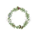 Watercolor Christmas set with wearth. Hand drawing christmas decoration. Winter holiday design. Berry wreath for Christmas Royalty Free Stock Photo