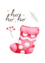 Watercolor Christmas sock Vector illustration