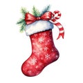 Watercolor Christmas stockings. Generative AI.
