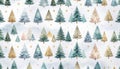 Watercolor Christmas Tree Seamless Pattern Royalty Free Stock Photo