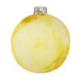 Watercolor christmas tree toys yellow ball