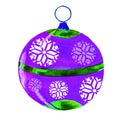 Watercolor christmas violet ball for decor.