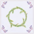 Watercolor Christmas wreath with green fir tree branches Royalty Free Stock Photo