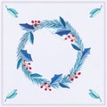 Watercolor Christmas wreath with green branches and red berries Royalty Free Stock Photo