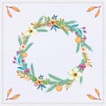 Watercolor Christmas wreath with green branches and red berries. Royalty Free Stock Photo