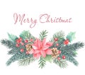 Watercolor Christmas wreath clipart illustration. Delicate green wreath. Watercolor Christmas wreath. Clipart illustration.