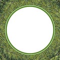 Watercolor Christmas wreath, green round frame of Christmas fir branches for invitations, cards, stickers, labels Royalty Free Stock Photo