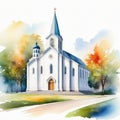 Watercolor Church on wedding