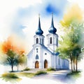 Watercolor Church on wedding