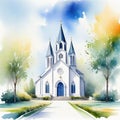 Watercolor Church on wedding