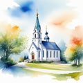 Watercolor Church on wedding