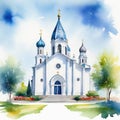 Watercolor Church on wedding