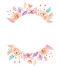Watercolor Summer Peach Coral Berries Flowers Floral Circle Frame Royalty Free Stock Photo