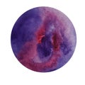 Watercolor circle. Purple-burgundy