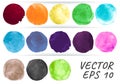 Watercolor Circle Vector. Abstract Rounds Elements. Colorful Blots Set. Brush Stroke Watercolor Circle Vector. Isolated Royalty Free Stock Photo