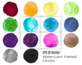 Watercolor Circle Vector. Graphic Dots Elements. Colorful Blots Texture. Hand Paint Watercolor Circle Vector. Isolated Royalty Free Stock Photo