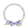 watercolor circle wreath with flouwers