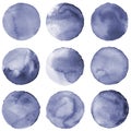 Watercolor circles collection gray colors. Stains set isolated on white background. Design elements Royalty Free Stock Photo