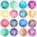 Watercolor circles collection in pastel colors. Royalty Free Stock Photo