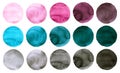 Watercolor circles collection pink, gray and blue colors. Royalty Free Stock Photo