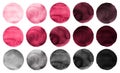 Watercolor circles collection pink, gray colors. Royalty Free Stock Photo