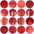 Watercolor circles collection in red