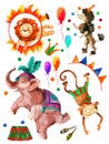 Watercolor circus. Royalty Free Stock Photo