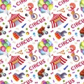 Watercolor circus seamless pattern Royalty Free Stock Photo