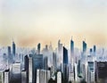 Watercolor of City smog pollution