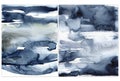 Watercolor classic blue abstract texture. Hand painted sea or ocean abstract background. Aquatic illustration for design