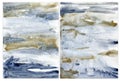 Watercolor classic blue with gold abstract texture. Hand painted ocean abstract background. Aquatic classic illustration
