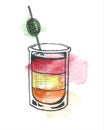 Watercolor classic short cocktail