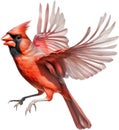 Watercolor clip art of a Northern Cardinal bird. AI-Generated. Royalty Free Stock Photo