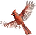 Watercolor clip art of a Northern Cardinal bird. AI-Generated. Royalty Free Stock Photo