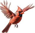 Watercolor clip art of a Northern Cardinal bird. AI-Generated. Royalty Free Stock Photo