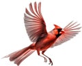 Watercolor clip art of a Northern Cardinal bird. AI-Generated. Royalty Free Stock Photo