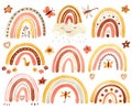Watercolor clipart with cute boho rainbows
