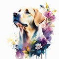 labrador retriever watercolor clipart on white background