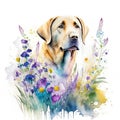 labrador retriever watercolor clipart on white background