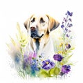 labrador retriever watercolor clipart on white background