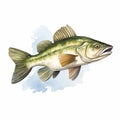 Watercolor Clipart Of A Sauger Fish