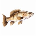 Watercolor Clipart Of A Sauger With White Background