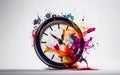 Watercolor clock on a white background, Generative AI