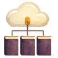 Watercolor Cloud Library and Data Storage Concept Royalty Free Stock Photo