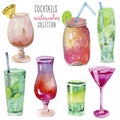 Watercolor cocktails collection